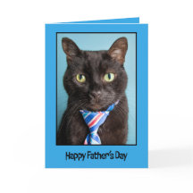 Happy Vathers Day Black Cat in Necktie