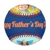 Happy Vathers Day Blue Orange White Custom 2 Foto Baseball (Rückseite)