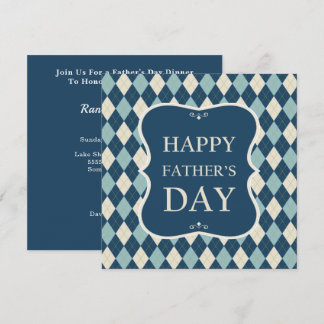 Happy Vathers Day Blue Shades Raute Dinner Party Einladung