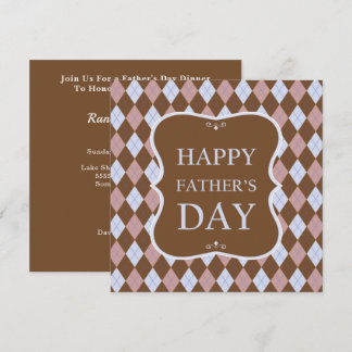 Happy Vathers Day Brown Shades Raute Dinner Party Einladung