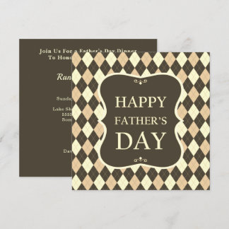 Happy Vathers Day Brown Tan Raute Dinner Party Einladung