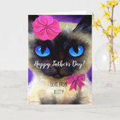 Happy Vathers Day Cat Vater Gemälde Whimsical Funn Karte (Gelbe Blume)