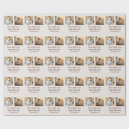 Happy Vathers Day Custom Foto Geschenkpapier (Flach)