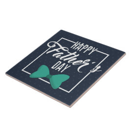 Happy Vathers Day Emblem Blue White Fliese