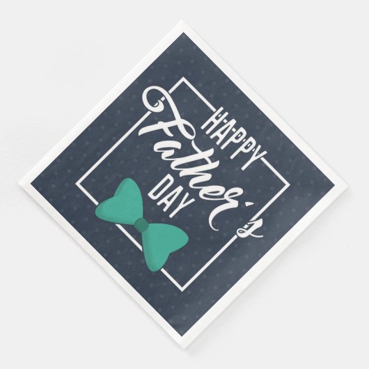 Happy Vathers Day Emblem Blue White Serviette (Ecke)