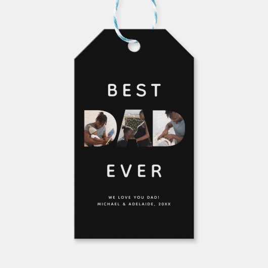 Happy Vathers Day Foto Collage Bester Vater je Geschenkanhänger (Vorderseite)