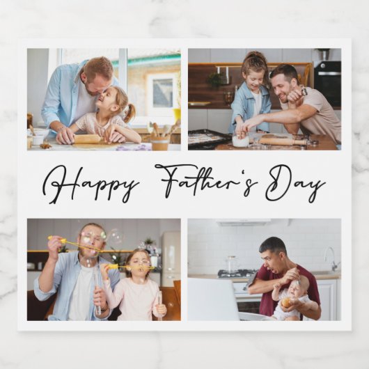 Happy Vathers Day Foto Collage Bierflaschenetikett (Einzelnes Label)