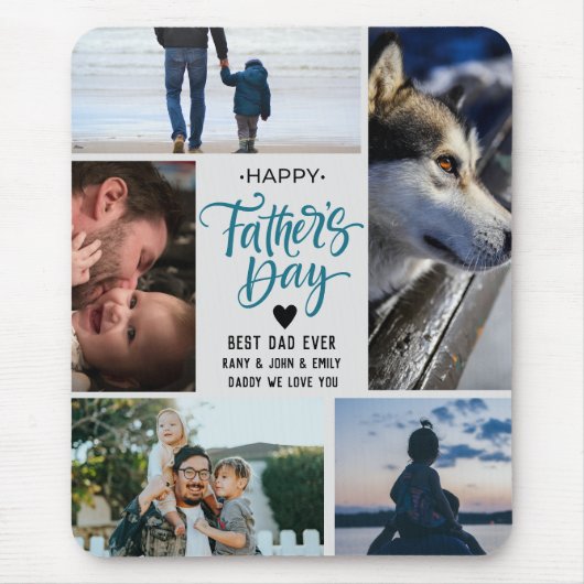 Happy Vathers Day Foto Collage Individuellen Namen Mousepad (Vorne)