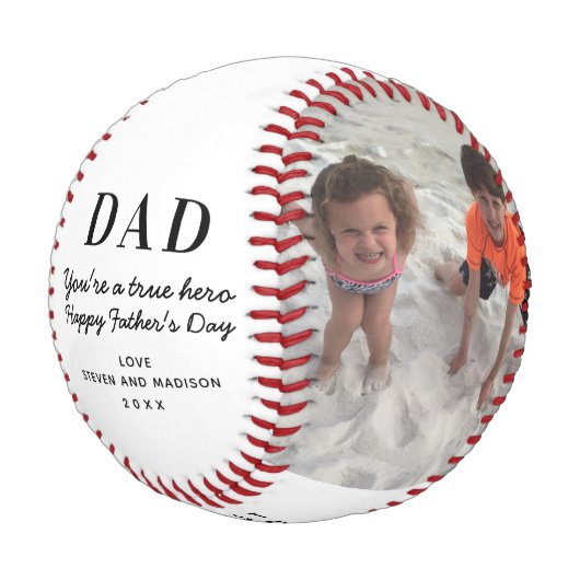 Happy Vathers Day Foto Personalisiert halten Baseball (Schrägansicht)