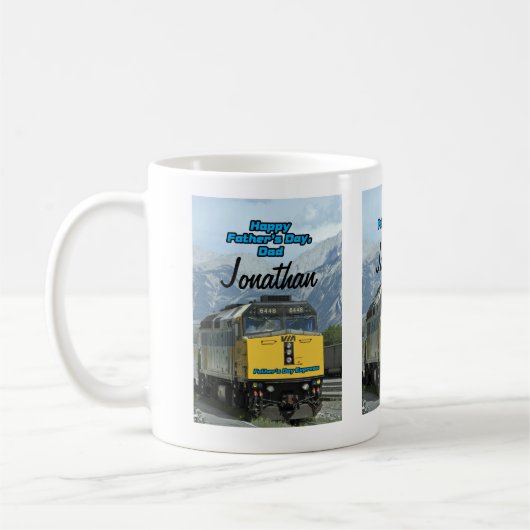 Happy Vathers Day Gelbe Eisenbahn Motor Kaffeetasse (Links)