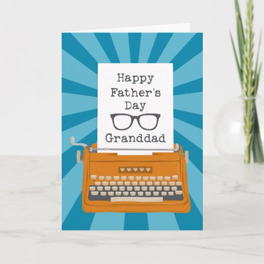 Happy Vathers Day Granddad mit Schreibmaschine Karte (Vorderseite)