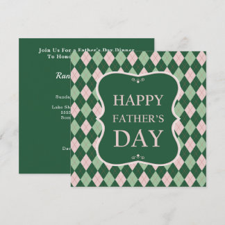 Happy Vathers Day Green Raute Dinner Party Einladung