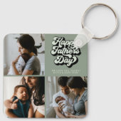 Happy Vathers Day Groovy Retro Drei Fotos | Größe Schlüsselanhänger (Rückseite)
