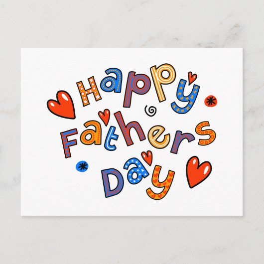 Happy Vathers Day Holiday Text Postkarte (Vorderseite)