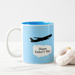  Happy Vathers Day Jet Flugzeug Flying Pilot Gesch Zweifarbige Tasse
