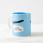 Happy Vathers Day Jet Flugzeug Flying Pilot Gesche Zweifarbige Tasse (Vorderseite Links)