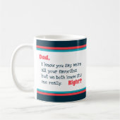 Happy Vathers Day Lieblings-Typografie Coral Strip Kaffeetasse (Links)