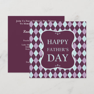 Happy Vathers Day Lila Raute Abendessen Party Einladung