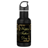 Happy Vathers Day Modern Calligraphy Leafs Wirbel Edelstahlflasche (Vorderseite)