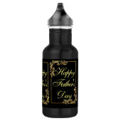 Happy Vathers Day Modern Calligraphy Leafs Wirbel Edelstahlflasche (Rechts)