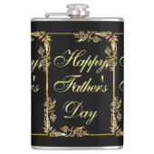 Happy Vathers Day Modern Calligraphy Leafs Wirbel Flachmann (Vorderseite)