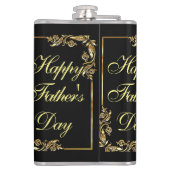 Happy Vathers Day Modern Calligraphy Leafs Wirbel Flachmann (Rückseite)