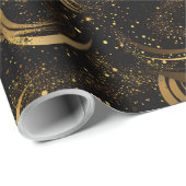 Happy Vathers Day Modern Calligraphy Leafs Wirbel Geschenkpapier (Rolleneckpunkt)