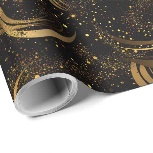 Happy Vathers Day Modern Calligraphy Leafs Wirbel Geschenkpapier (Rolleneckpunkt)