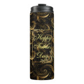 Happy Vathers Day Modern Calligraphy Leafs Wirbel Thermosbecher (Vorderseite)