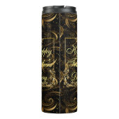 Happy Vathers Day Modern Calligraphy Leafs Wirbel Thermosbecher (Rückseite)