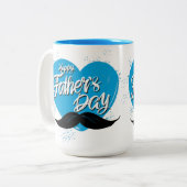 Happy Vathers Day Mustache Zweifarbige Tasse (Vorderseite Links)