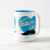 Happy Vathers Day Mustache Zweifarbige Tasse (VorderseiteRechts)