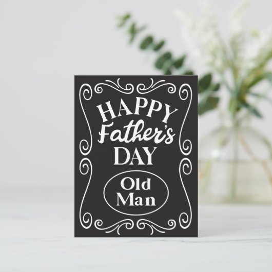 Happy Vathers Day Old Man Postkarte (Stehend Vorderseite)