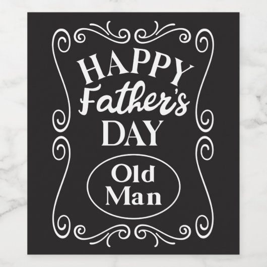 Happy Vathers Day Old Man Weinetikett (Einzelnes Label)