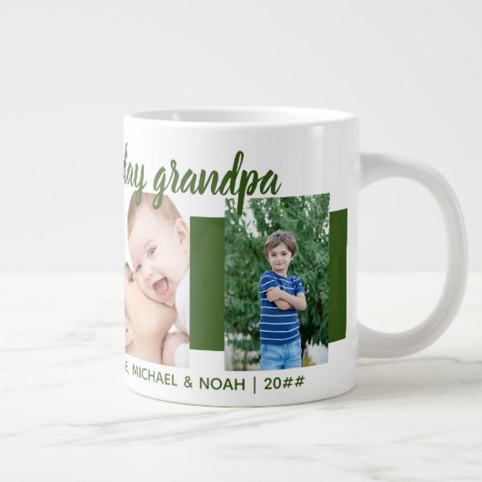 Happy Vathers Day Opa 4 Foto Grün Jumbo-Tasse (Rechts)