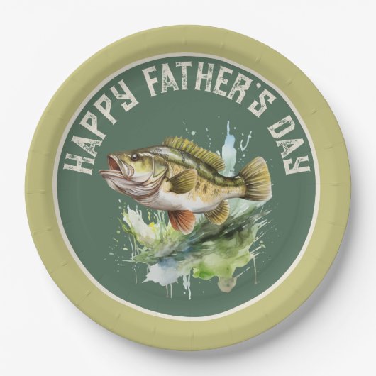Happy Vathers Day Party Fish Pappteller (Vorderseite)