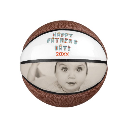 Happy Vathers Day Personalisiertes Foto Geschenk Mini Basketball (Vorderseite)