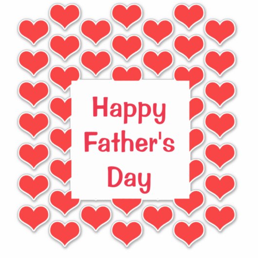 Happy Vathers Day Red Heart Patterns farbenfroh Aufkleber (Vorderseite)