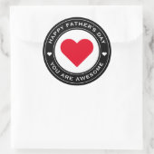 Happy Vathers Day Red White Heart Chic Spaß einzig Runder Aufkleber (Tasche)