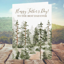 Happy Vathers Day Rustic Watercolor Green Forest
