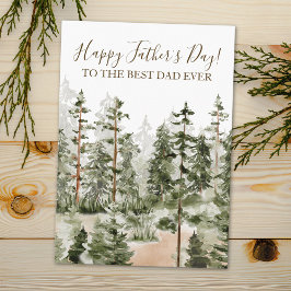 Happy Vathers Day Rustic Watercolor Green Forest Karte