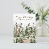 Happy Vathers Day Rustic Watercolor Green Forest Postkarte (Stehend Vorderseite)