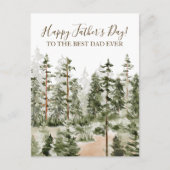 Happy Vathers Day Rustic Watercolor Green Forest Postkarte (Vorderseite)