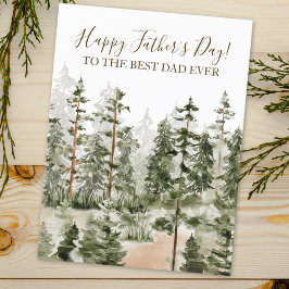 Happy Vathers Day Rustic Watercolor Green Forest Postkarte