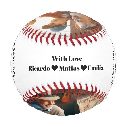 Happy Vathers Day Spanisches Custom Foto Baseball (Rückseite)