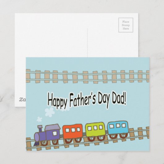 Happy Vathers Day Train Postkarte (Vorne/Hinten)