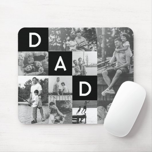 Happy Vathers Day Vater Black & White Foto Grid Mousepad (Mit Mouse)