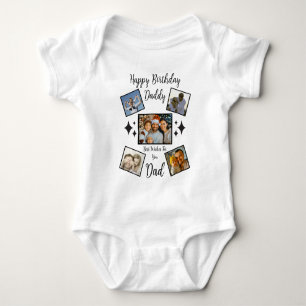 Happy Vathers Day Vater Custom 5 FotoCollage Cool Baby Strampler
