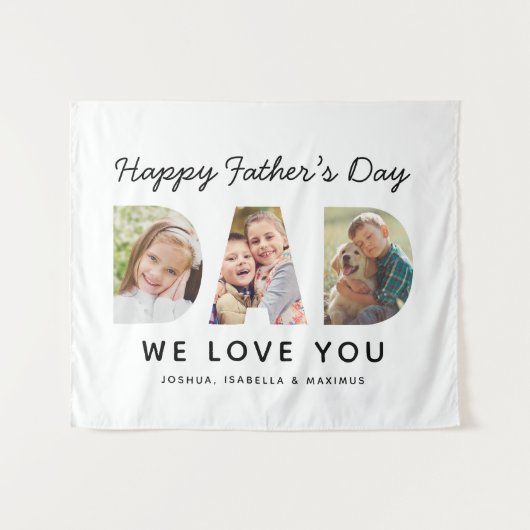 Happy Vathers Day Vater Custom Foto Collage Wandteppich (Vorderseite (Horizontal))
