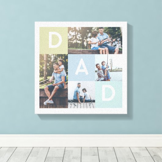 Happy Vathers Day Vater Modernes Multi Foto Grid Leinwanddruck (Insitu (Holzboden))